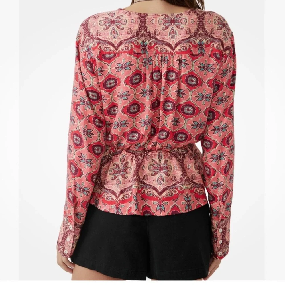 Free People Falling For You Top Medium Faux Wrap Hibiscus‎ Combo Excellent - Picture 2 of 12
